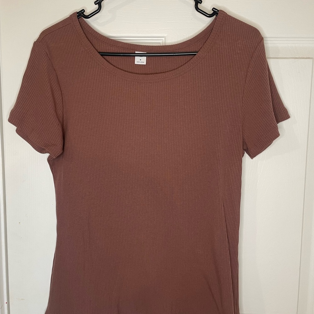 Women's mauve Brown Ribbed Top